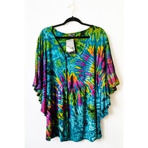 Greater Good OS Plus Tie-dye Batik tunic dolman sleeve v-neck